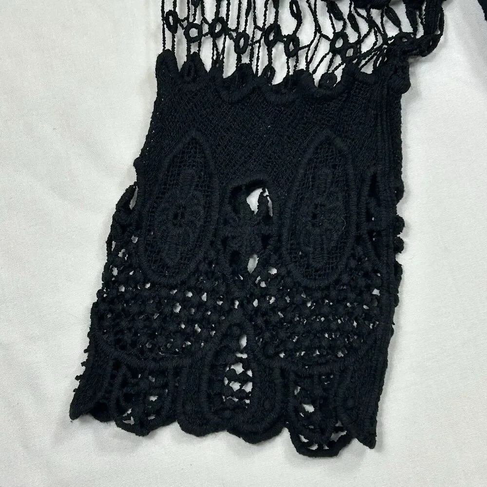 Kate & Mallory Crochet Shrug Top Open Front 3/4 Sleeve Gothic Romantic Victorian - Picture 5 of 12